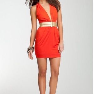 Bebe Billee NWT! Plunge V neck sexy silky halter dress